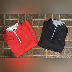 2 Deolax 1/4 Zip Mens XXL 2XL Pullover Long Sleeve Activewear Golf Jacket Red